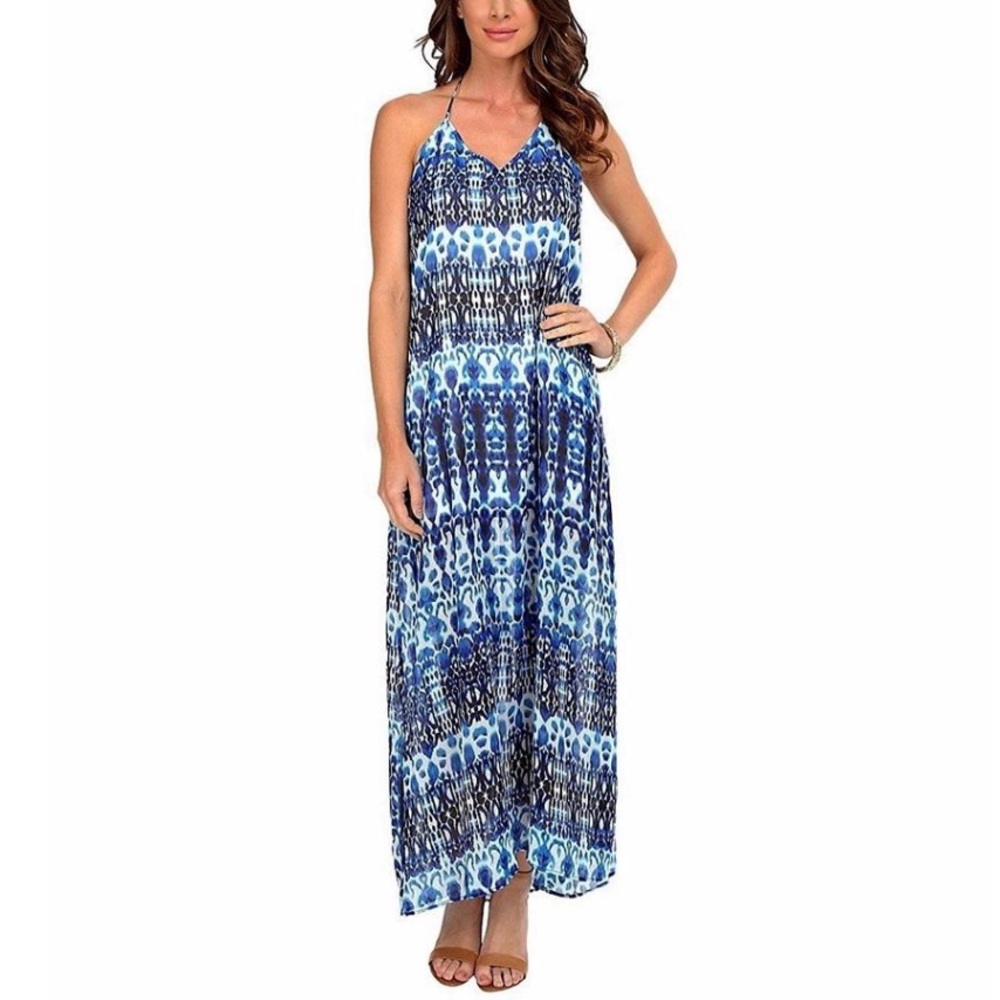 Show me your mumu pattern halter maxi dress